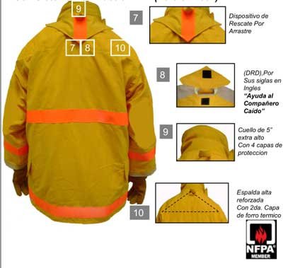 Traje de bombero - 1001-351 - Traje de Bombero - MATERIALES DE FABRICACIÓN  PARA CHAQUETON Y